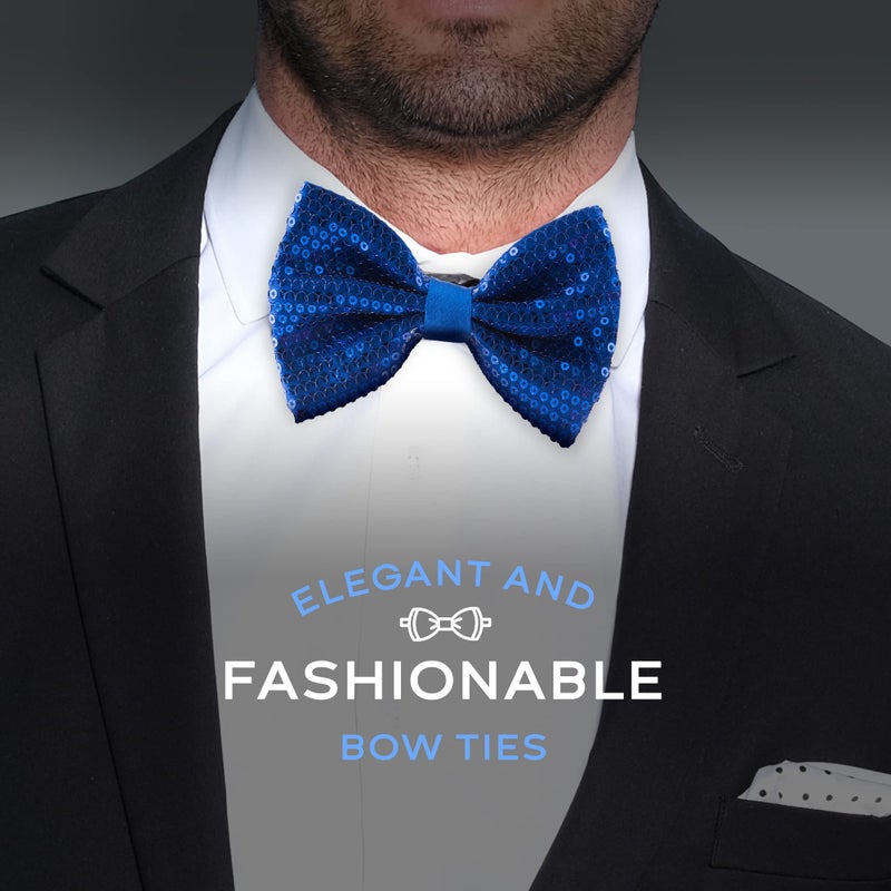 Man of Men Blue Men's Sequin Bow Ties - Pre-tied Adjustable Length Bowtie, Many Colors to Choose From - Image 3